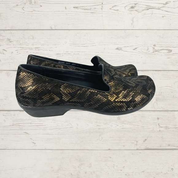 Dansko Bronze Snake Metallic Gold Comfort Shoes - Picture 3 of 12